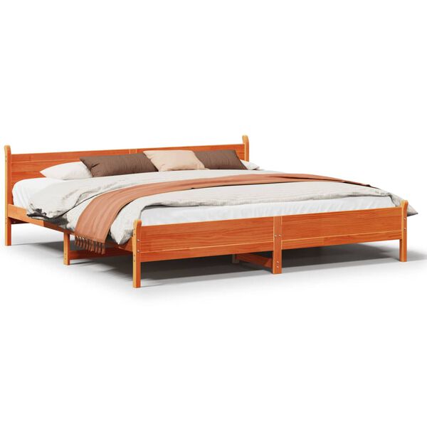 vidaXL Cadre de lit sans matelas cire marron 180x200cm bois pin massif