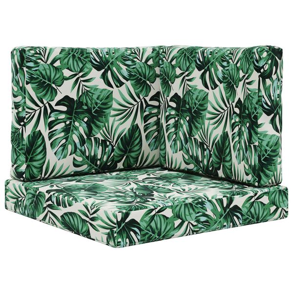 vidaXL Coussin de canap&eacute; d'ext&eacute;rieur 3 pcs Motif feuille Polyester