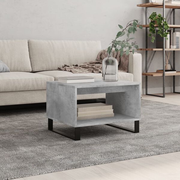 vidaXL Table basse gris b&eacute;ton 60x50x40 cm bois d'ing&eacute;nierie