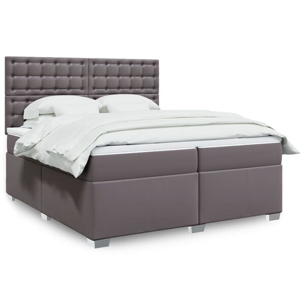 vidaXL Sommier à lattes de lit avec matelas Gris 200x200 cm Similicuir
