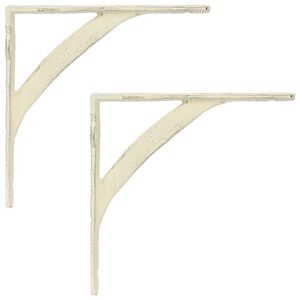 vidaXL Supports d'&eacute;tag&egrave;re murale 2 pc Blanc antique 10 x 10 x 3 cm
