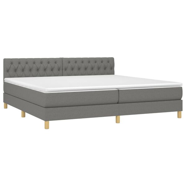 vidaXL Sommier &agrave; lattes de lit avec matelas Gris fonc&eacute; 200x200cm Tissu