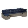 vidaXL Ensemble de canap&eacute; de jardin 7 pcs Gris et marine polyrotin