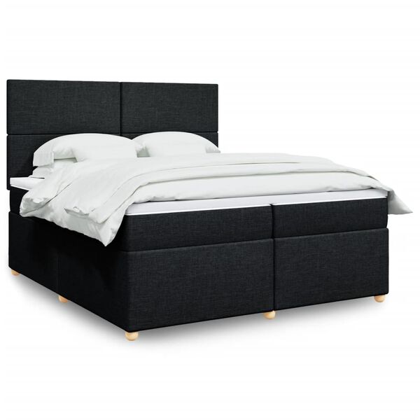 vidaXL Sommier &agrave; lattes de lit avec matelas Noir 200x200 cm Tissu