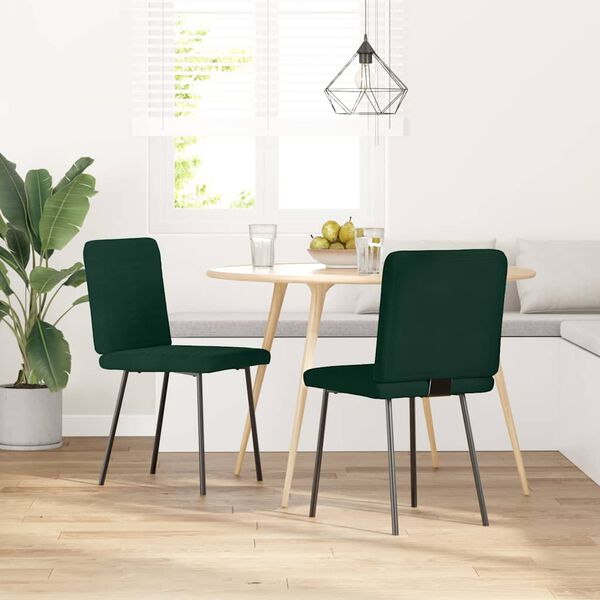 vidaXL Chaises &agrave; manger lot de 2 Vert fonc&eacute; Velours
