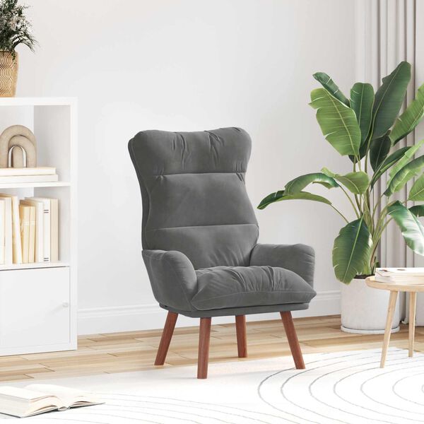 vidaXL fauteuil Gris fonc&eacute; 69 x 74 x 93 cm Velours