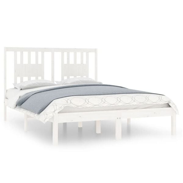 vidaXL Cadre de lit sans matelas blanc bois massif 140x190 cm