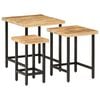 vidaXL Tables basses gigognes 3pcs bois de manguier massif brut et fer
