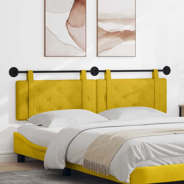 vidaXL T&ecirc;te de lit suspendue Jaune 170 x 55 x 5 cm Velours