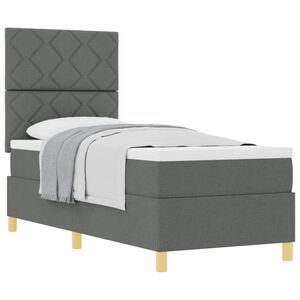 vidaXL Lit &agrave; ressorts avec t&ecirc;te de lit Gris fonc&eacute; 80 x 200 cm tissu