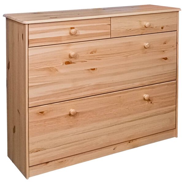 vidaXL Armoire &agrave; chaussures 2 rabats 113x35x89 cm Bois de sapin solide