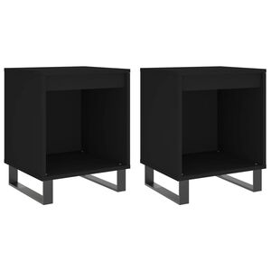 vidaXL Tables de chevet 2 pcs noir 40x35x50 cm bois d&rsquo;ing&eacute;nierie
