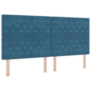 vidaXL Lit &agrave; ressort LED avec matelas Bleu fonc&eacute; 200 x 200 cm tissu