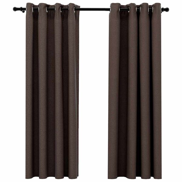 vidaXL Rideaux occultants Aspect lin avec &oelig;illets 2pcs Taupe 140x175cm