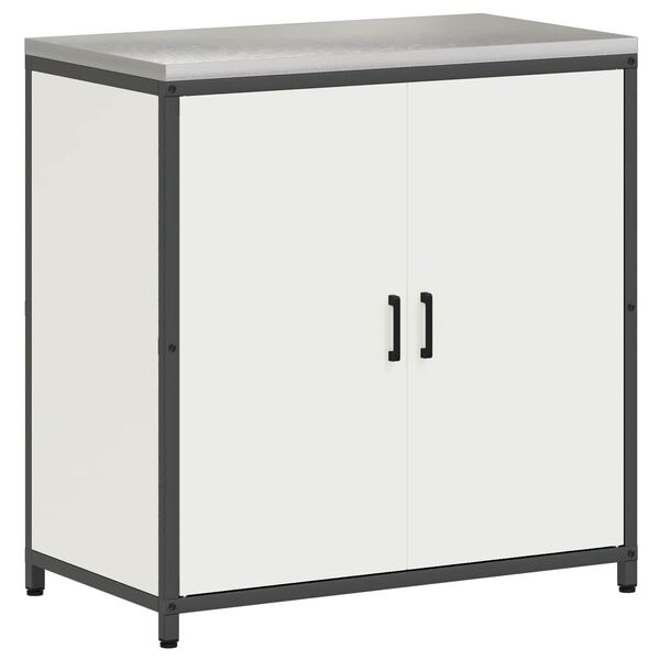 vidaXL Rangement de cuisine avec &eacute;tag&egrave;re Blanc 60 x 50 x 92 cm Acier