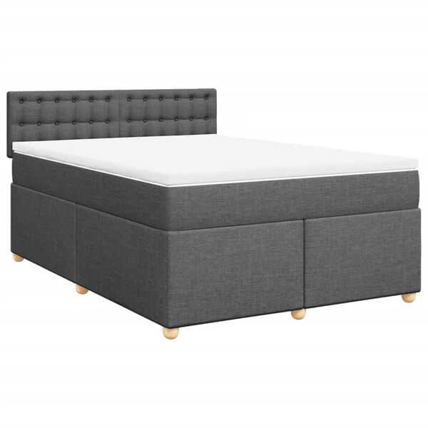 vidaXL Sommier &agrave; lattes de lit avec matelas Gris fonc&eacute; 160x200cm Tissu