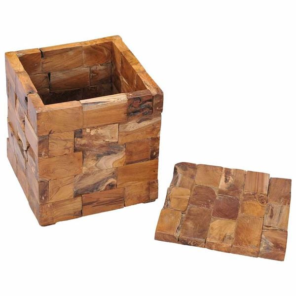 vidaXL Tabouret de rangement Bois de teck massif