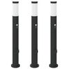 vidaXL Bornes lumineuses avec d&eacute;tecteur et prise lot de 3 80 cm acier inoxydable IP44