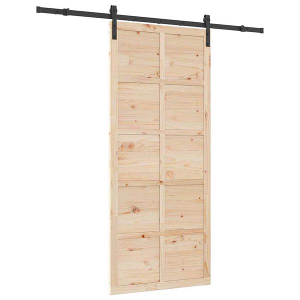 vidaXL Porte coulissante Marron 90 x 208 cm Bois de pin massif