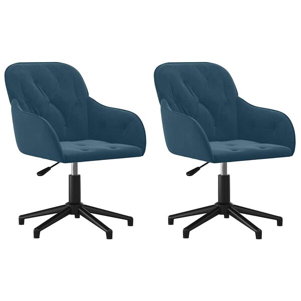 vidaXL Chaises pivotantes &agrave; manger lot de 2 Bleu Velours