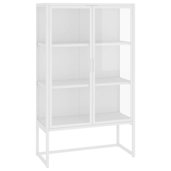 vidaXL Buffet haut Blanc 80x35x135 cm Acier et verre tremp&eacute;