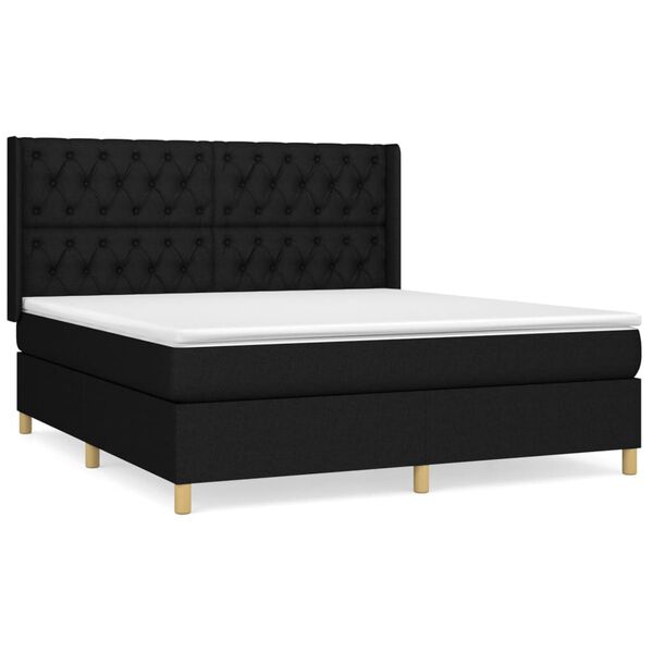 vidaXL Sommier &agrave; lattes de lit avec matelas Noir 160x200 cm Tissu