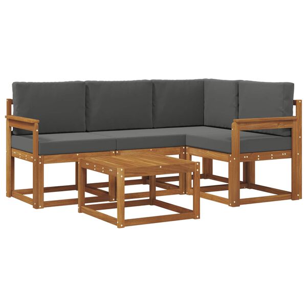 vidaXL Ensemble de canap&eacute;s d'ext&eacute;rieur 5 pcs Naturel et Anthracite