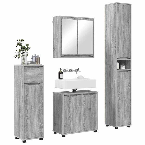 vidaXL Ensemble de mobilier de salle de bain 4 pcs Gris Sonoma
