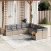 vidaXL Salon de jardin avec coussins 10 pcs beige r&eacute;sine tress&eacute;e