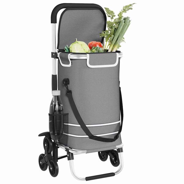 vidaXL Trolley de shopping Gris 47 x 39 x 100.5 cm Tissu Oxford