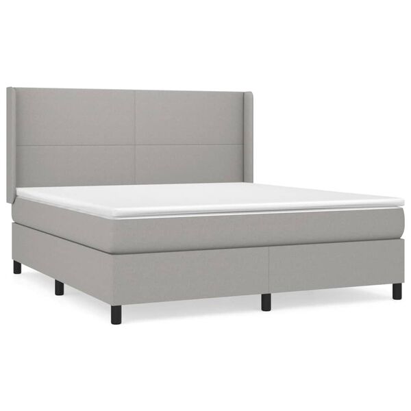vidaXL Sommier &agrave; lattes de lit avec matelas Gris clair 160x200cm Tissu