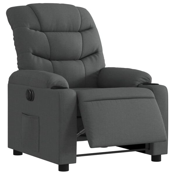vidaXL Fauteuil inclinable électrique Gris foncé Tissu