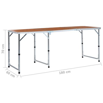vidaXL Table pliable de camping Aluminium 180x60 cm