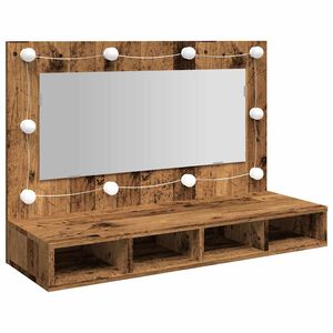 vidaXL Armoire à miroir avec LED vieux bois 90x31,5x62 cm