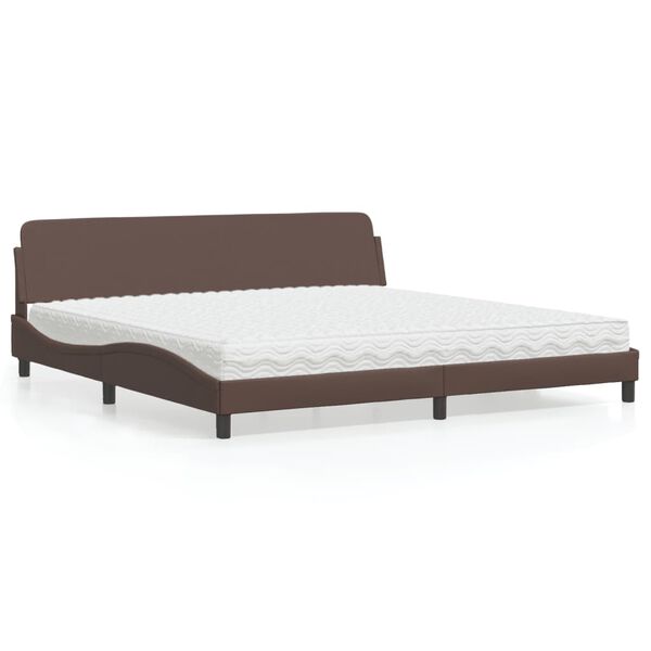 vidaXL Lit avec matelas Dover marron 200x200 cm similicuir