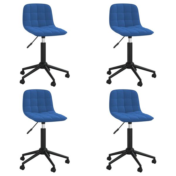 vidaXL Chaises pivotantes &agrave; manger lot de 4 bleu velours