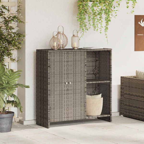 vidaXL Armoire de rangement avec &eacute;tag&egrave;re Gris 100 x 36 x 102 cm Rotin