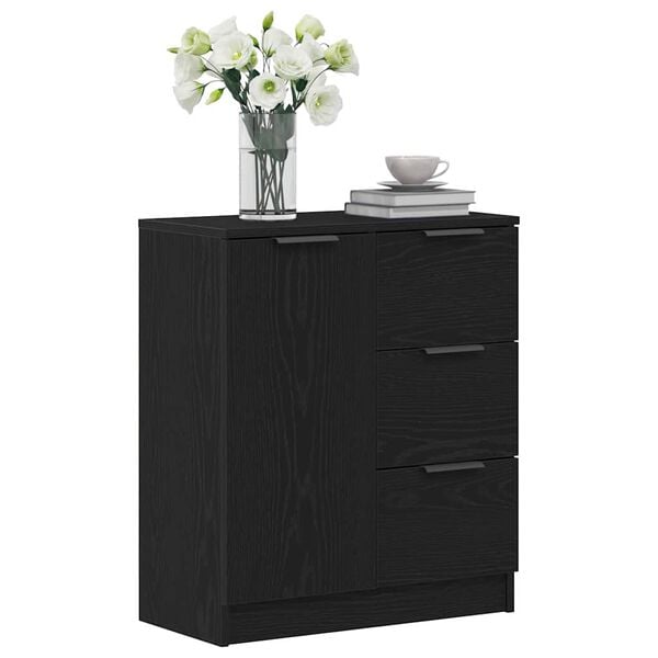vidaXL Buffet avec tiroir Ch&ecirc;ne noir 60 x 30 x 70 cm Bois d'ing&eacute;nierie