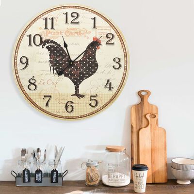 325184 vidaXL Wall Clock with Chicken Design Multicolour 60 cm MDF