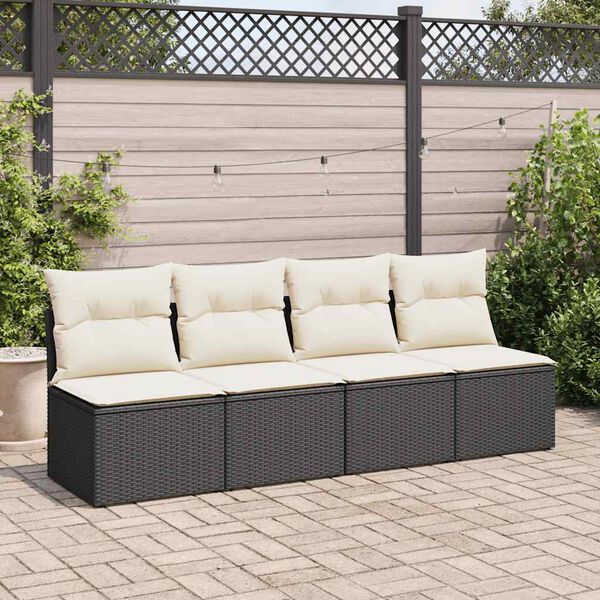 vidaXL Salon de jardin avec coussins 2 pcs noir résine tressée acacia