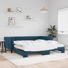 vidaXL Lit de jour avec lit gigogne et matelas bleu 100x200 cm velours