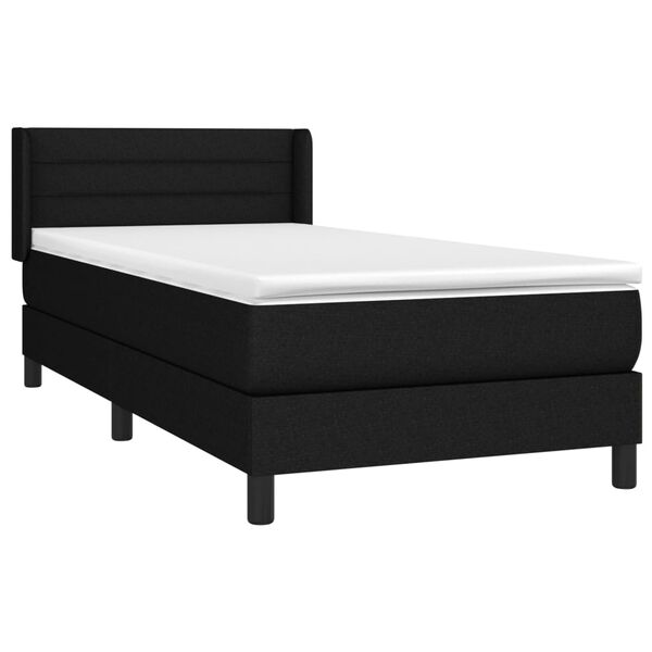 vidaXL Sommier &agrave; lattes de lit avec matelas Noir 90x200 cm Tissu