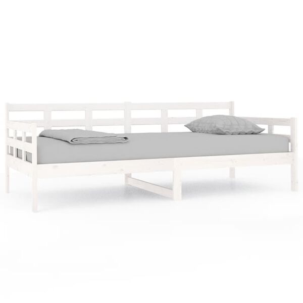 vidaXL Lit de jour sans matelas blanc bois de pin massif 90x200 cm