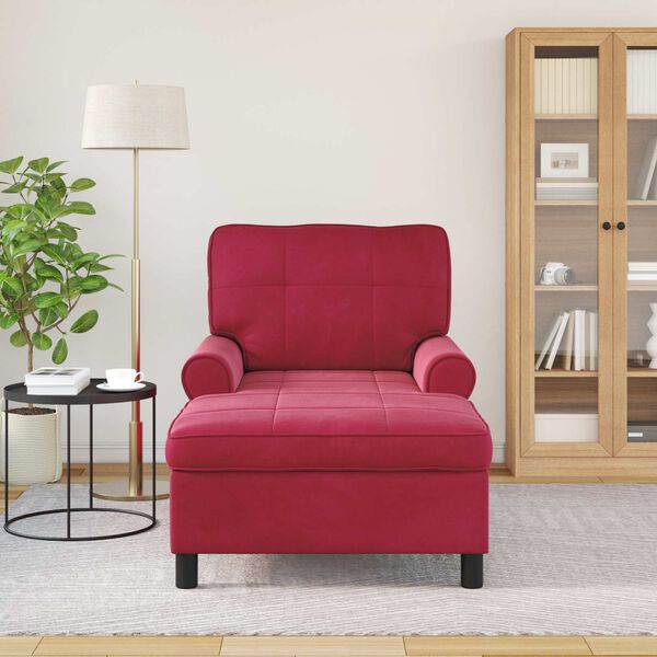 vidaXL Chaise longue avec coussin Bordeaux 91 x 157 x 91 cm Velours