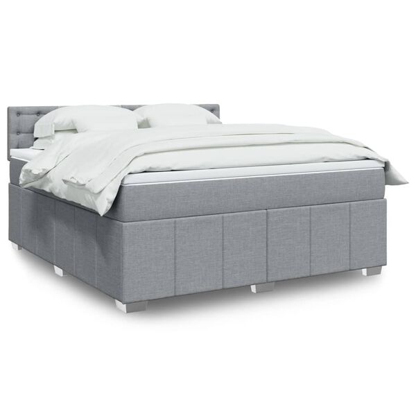 vidaXL Sommier &agrave; lattes de lit avec matelas Gris clair 180x200cm Tissu