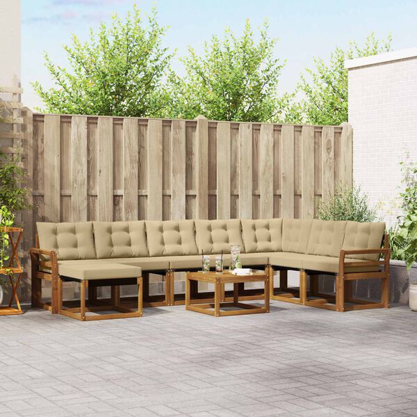 vidaXL Ensemble de canap&eacute;s d'ext&eacute;rieur 9 pcs Naturel et Beige