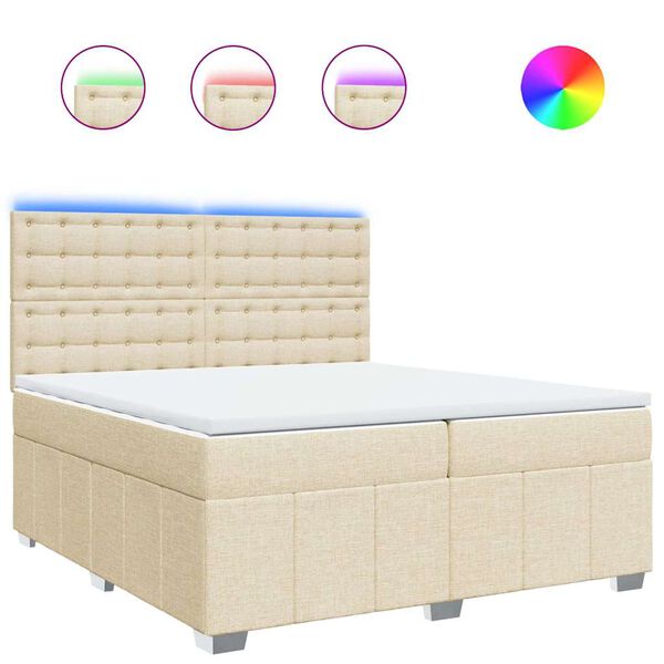 vidaXL Sommier &agrave; lattes de lit avec matelas Cr&egrave;me 200x200 cm Tissu