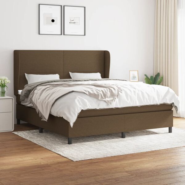 vidaXL Sommier &agrave; lattes de lit avec matelas Marron fonc&eacute; 180x200 cm
