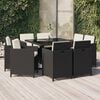 vidaXL Ensemble &agrave; manger de jardin coussins 9pcs R&eacute;sine tress&eacute;e Noir
