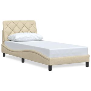 vidaXL Cadre de lit sans matelas cr&egrave;me 90x190 cm tissu